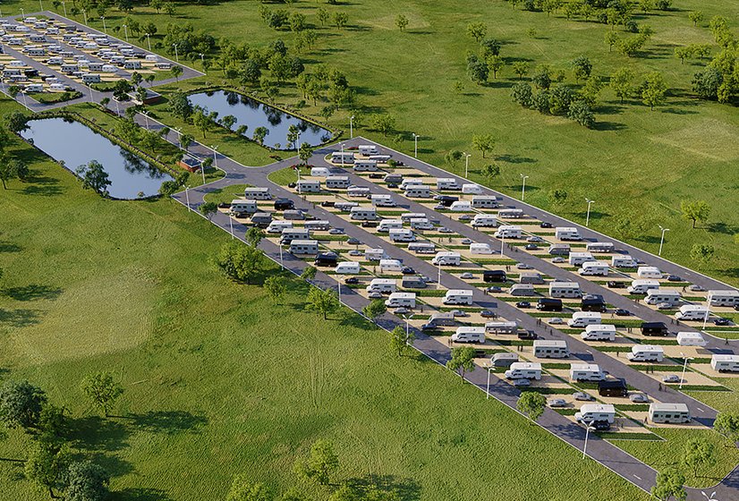 arial view of the rv lot